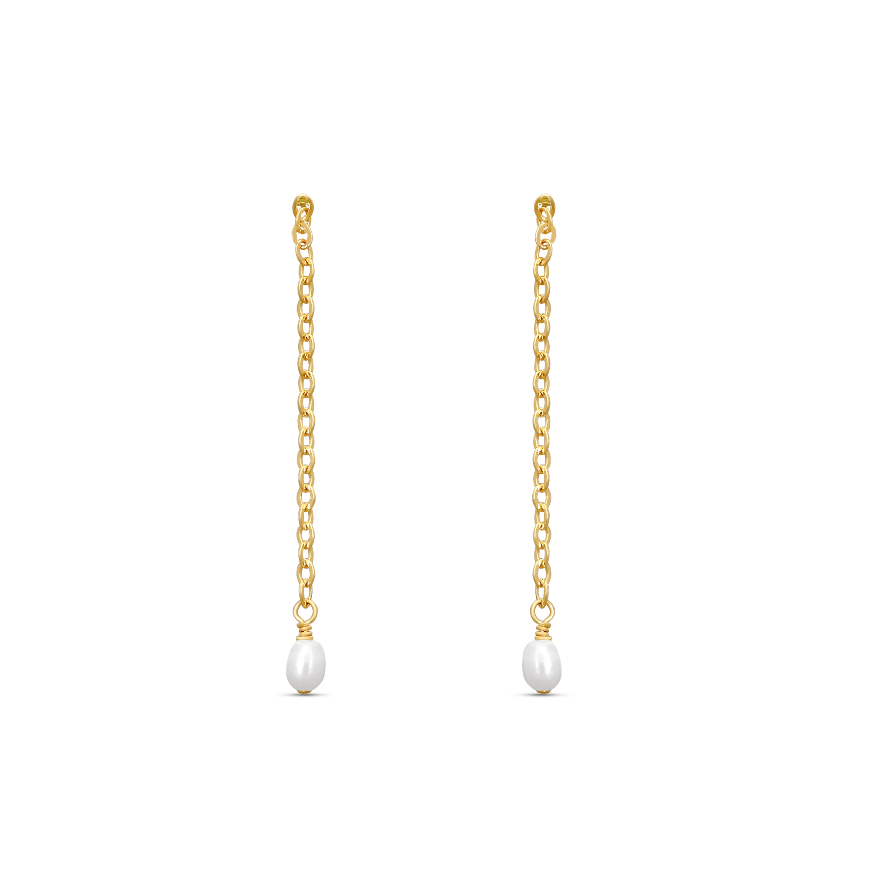 Iris Long Pearl Drop Earrings
