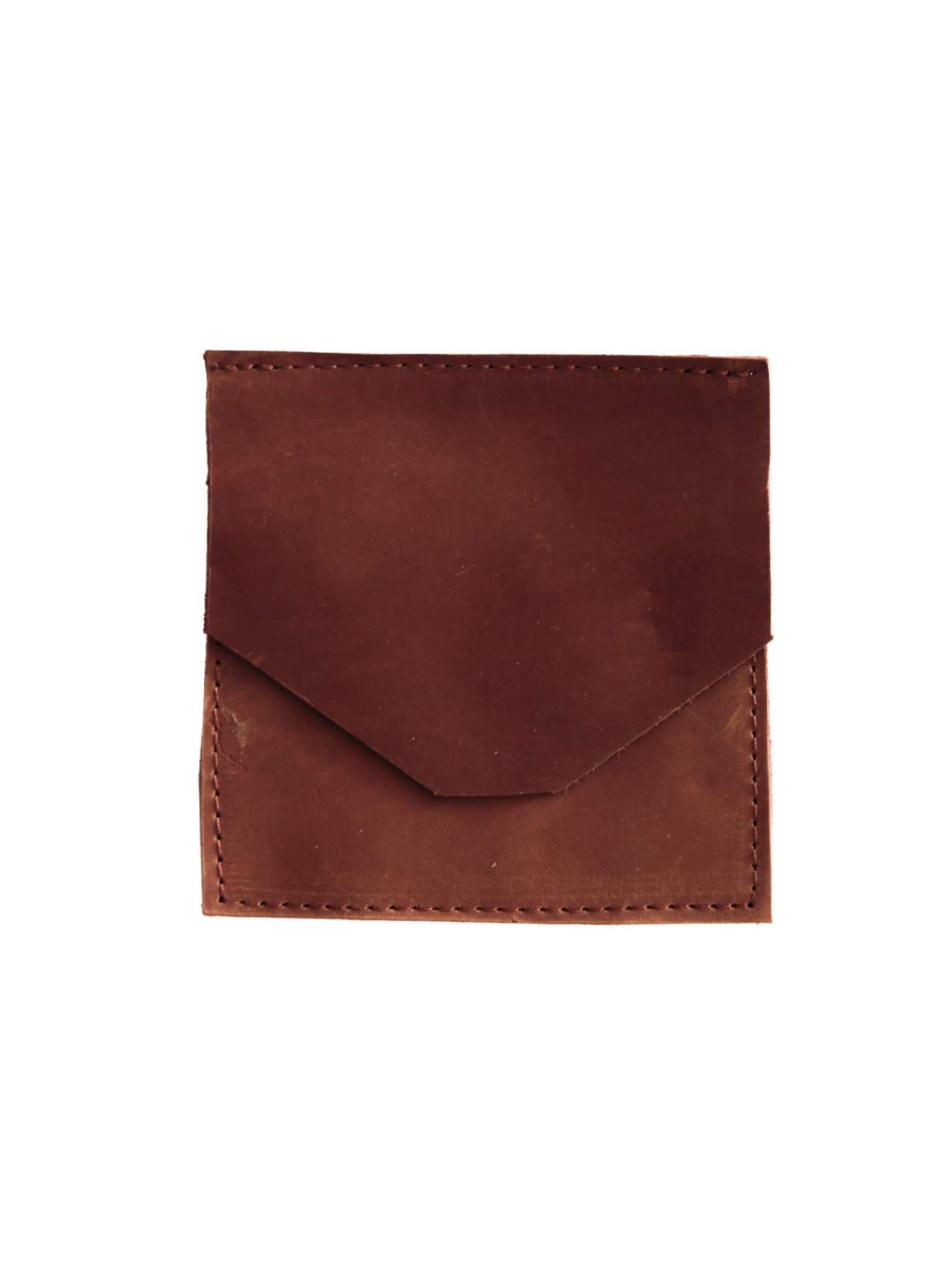 Lita Leather Envelope; Brown leather wallet on a white background