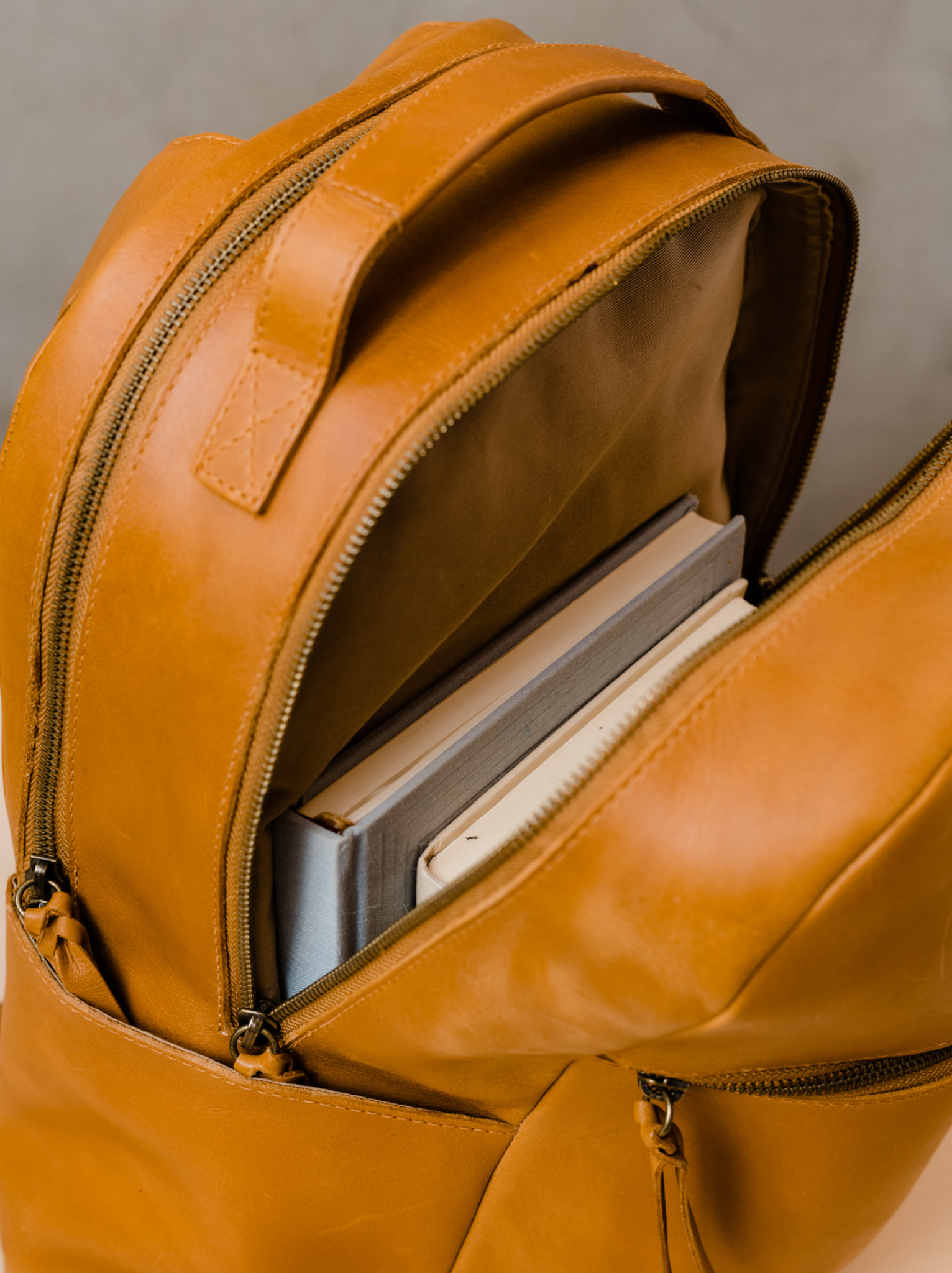 Classic Brown Leather Backpack For Work or College