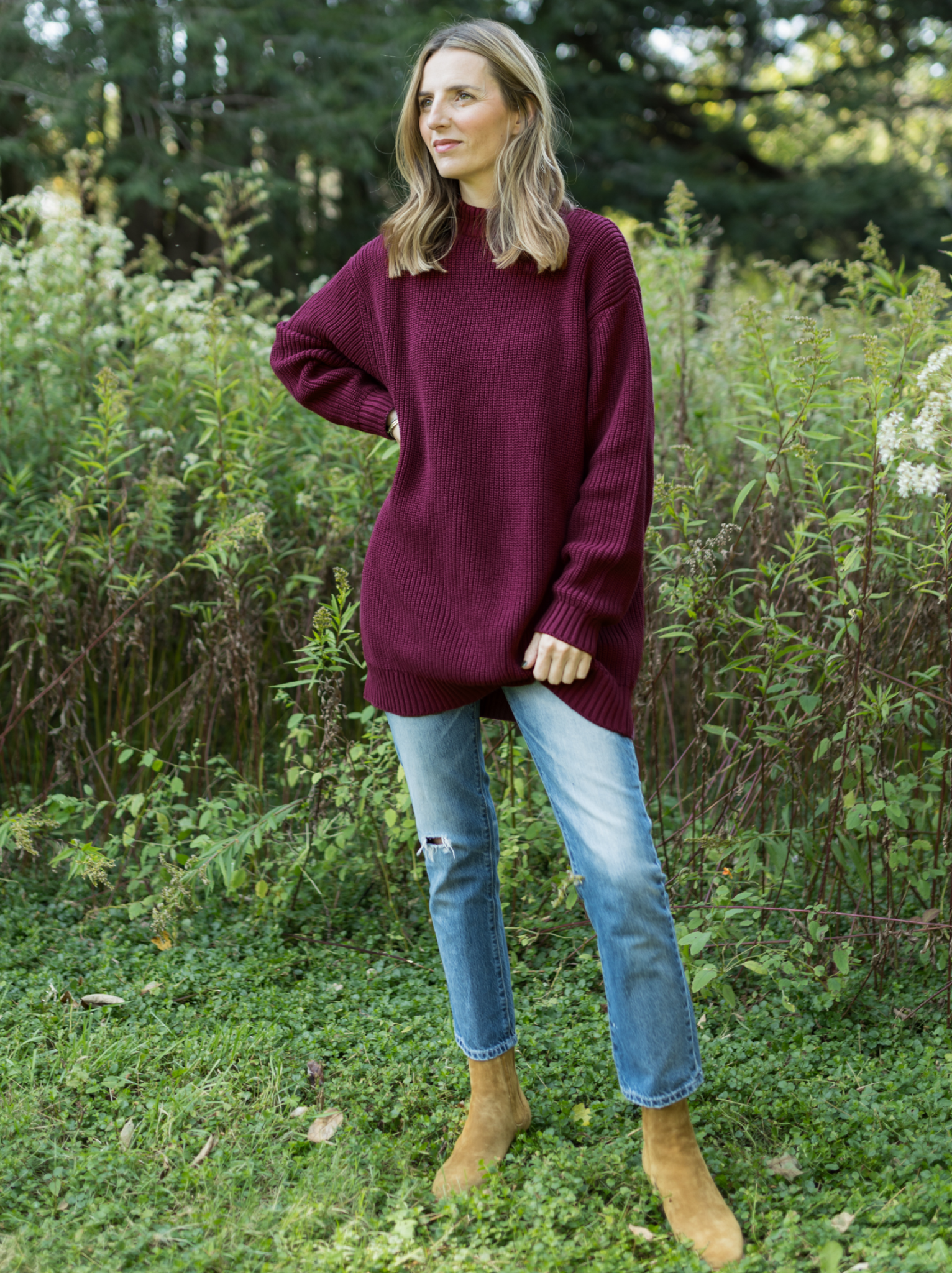 Burgundy tunic shop sweater