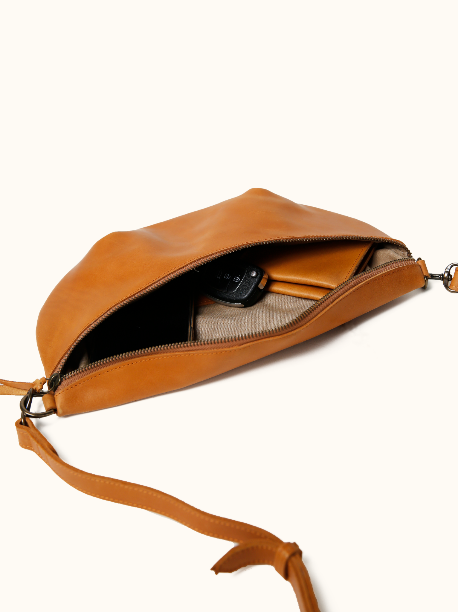 Leather clutch with sales strap