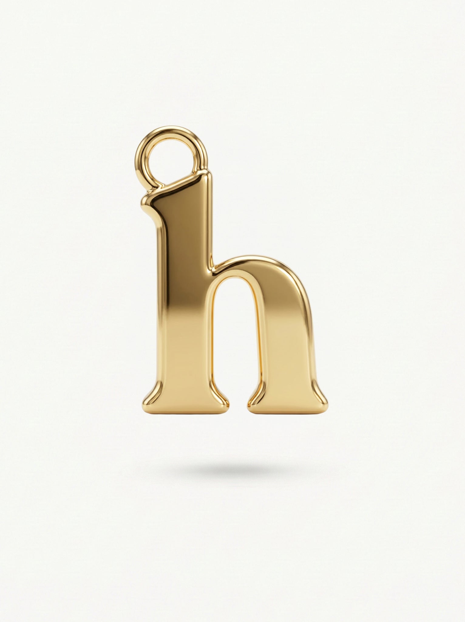 Initial Charm Gold Vermeil; Gold letter 'h' pendant on a white background