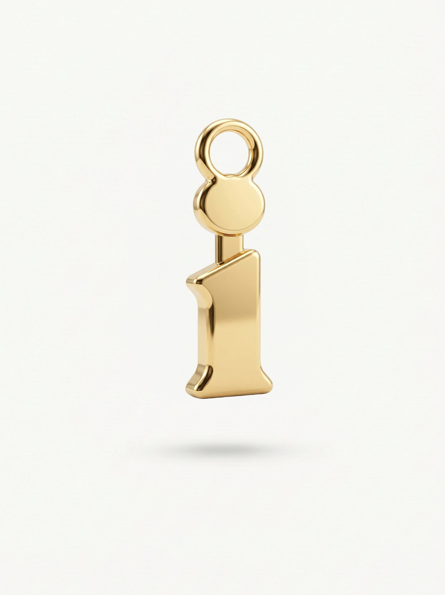 Initial Charm Gold Vermeil; Gold number '1' charm on a white background
