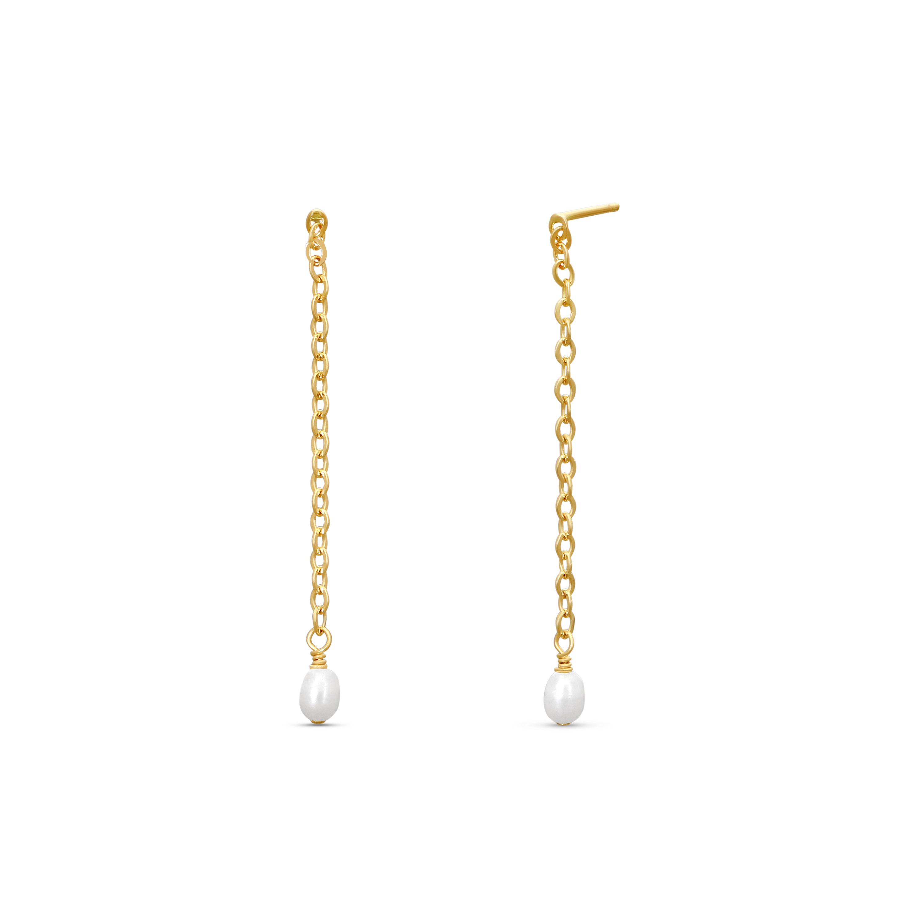 Iris Long Pearl Drop Earrings