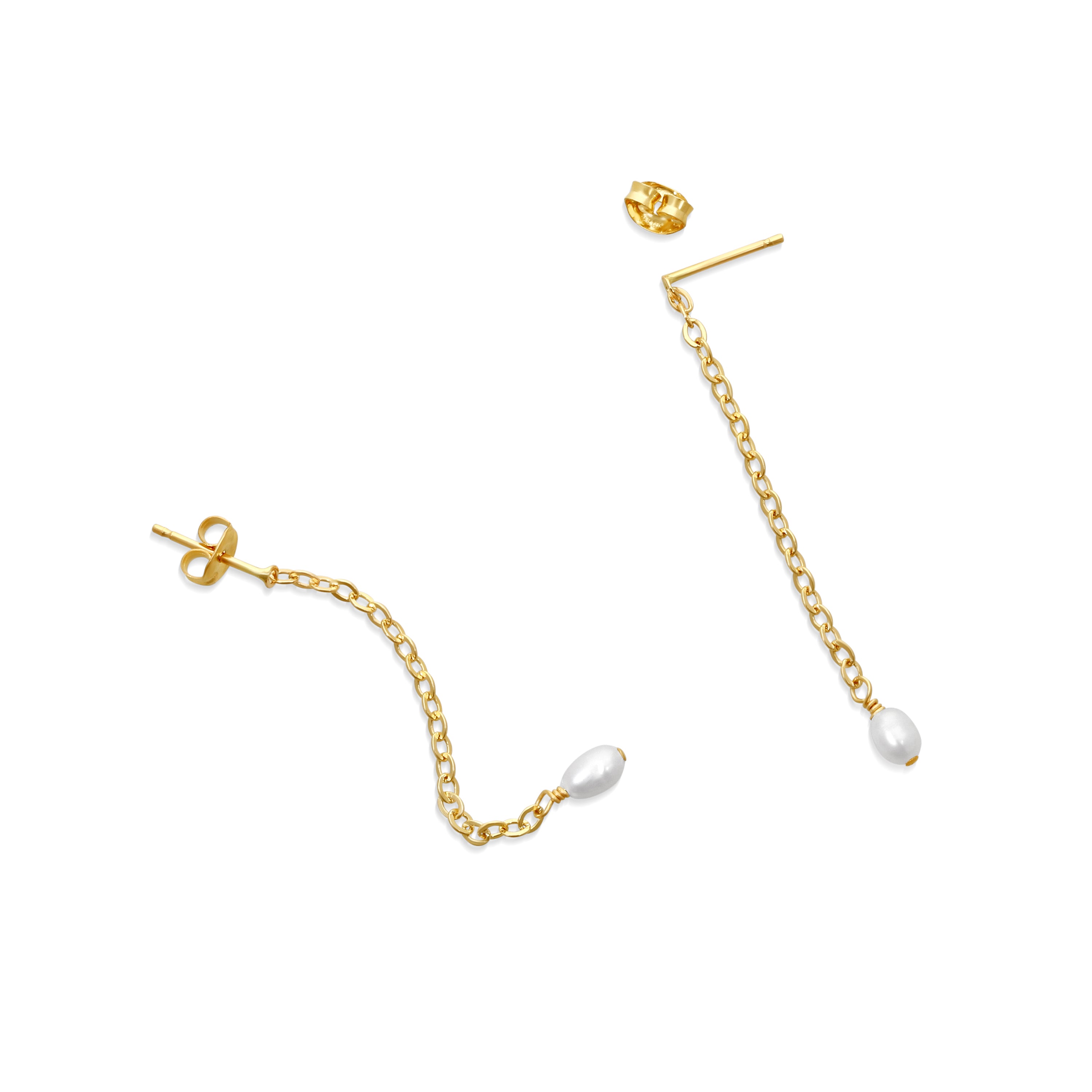 Iris Long Pearl Drop Earrings