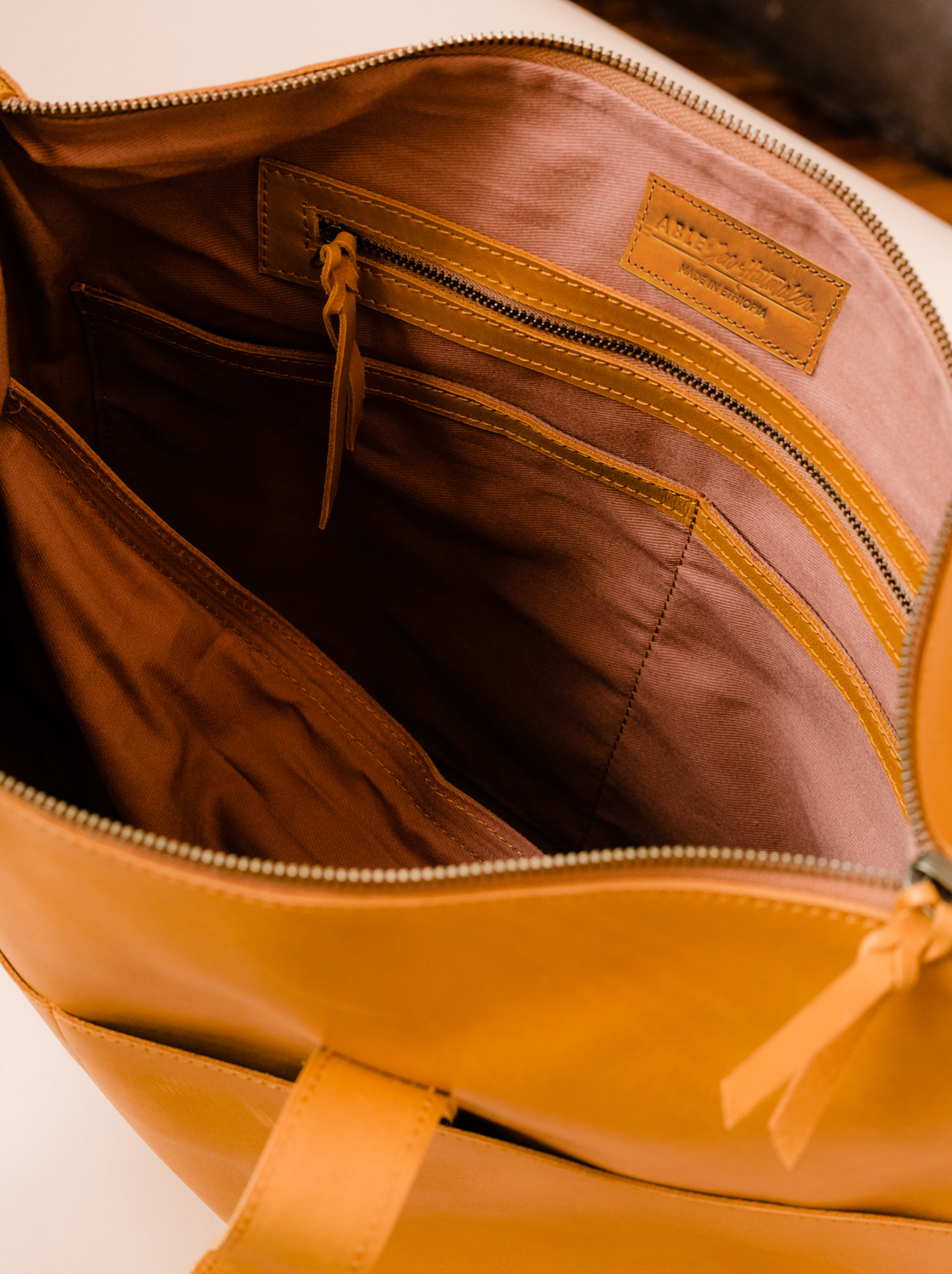 Leather sales travel tote