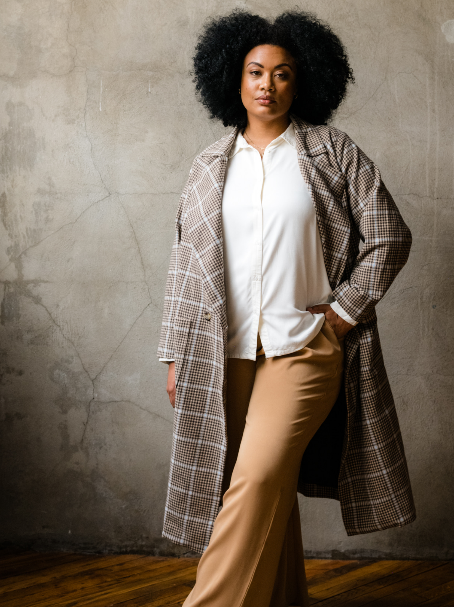 Marie Brushed Plaid Overcoat – ABLE Marie Brushed Plaid Overcoat – ABLE