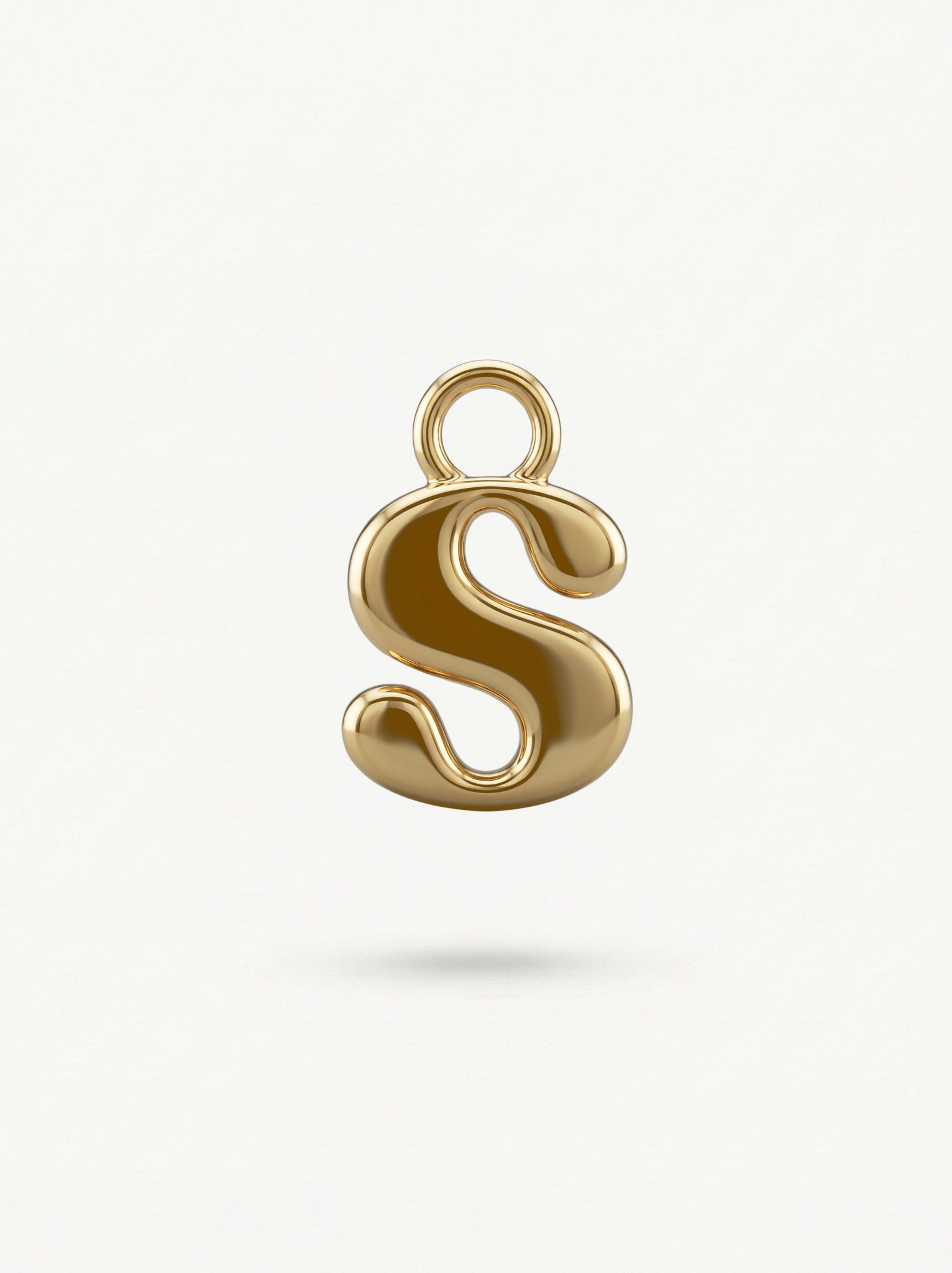 Initial Charm Gold Vermeil; Gold letter 'S' pendant on a light background