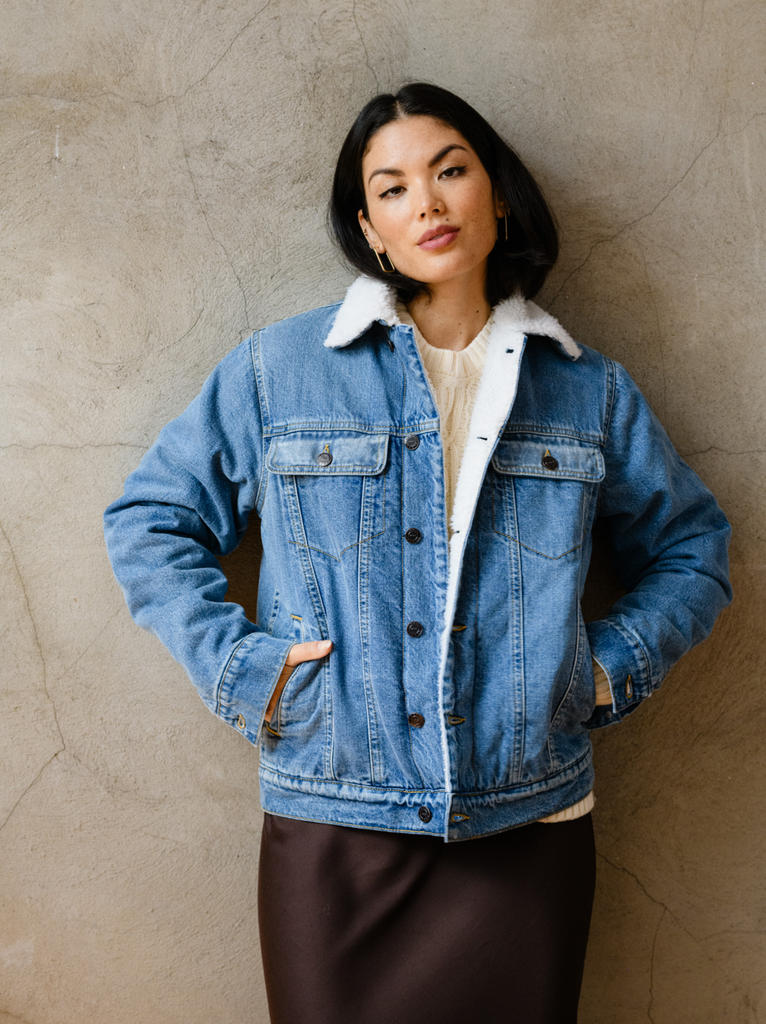 Sherpa denim clearance jacket women