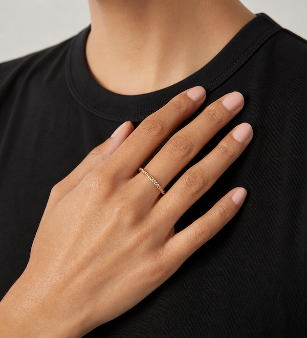 Kira Two-Tone Braided Twist Ring