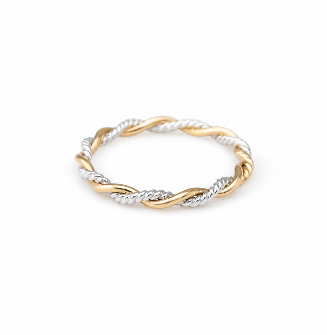 Kira Two-Tone Braided Twist Ring